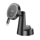 Автодержатель BOROFONE BH208 + Wireless Charging 15W, крепление на торпеду, защелка 50-90мм, Black, Box