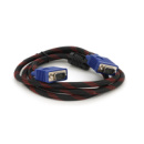 Кабель Merlion VGA 3+4, 1,5m, male to male (папа-папа), OD-8.2mm, 1 феррит, оплетка, круглый Black/Red, коннектор Blue, кулёк, Q150