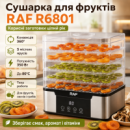 Сушарка для фруктів на 5 ярусів, 350Вт, RAF R6801, Сіра / Електросушарка для фруктів та овочів / Електрична сушка для ов