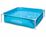Intex 57173 (122×122×30 см) квадратний каркасний дитячий басейн MINI FRAME POOL блакитний
