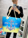 АКЦІЯ!  Якір — велика яскрава літня пляжна сумка, матеріал — льон (8065)