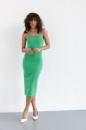 Сукня міді приталеного крою на бретелях Fame istanbul — зелений колір, S (є розміри)