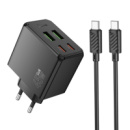 Сетевое зарядное устройство Hoco CS18A 2 USB/ 2 Type-C PD 45W black + кабель Type-C to Type-C