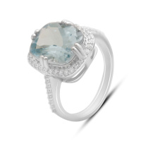 Серебряное кольцо CatalogSilver с натуральным топазом 6.89ct, фианитами, вес изделия 5,29 гр (2152118) 18.5 размер