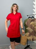 Жіноча лляна туніка великого розміру «Inga» оптом | Розпродаж моделі Червоний, 54-56