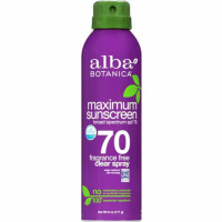 Прозрачный солнцезащитный спрей без запаха Maximum SPF70 для взрослых и детей от 6 месяцев * Alba Botanica (США) *