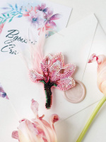 Набір для вишивання бісером прикраси на натуральному художньому холсті «Ніжна магнолія»