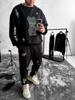 Костюм світшот штани чоловічій чорний дтф принт виробництво Україна