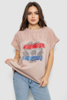 Футболка жіноча з принтом, колір бежевий, 244RW532