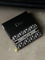 Гаманець Dior великий напис текстиль сірий