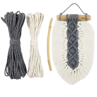 Набор макраме для ручного вязания гобелена настенного декора «Лист» 26х15 см для рукоделия и творчества серый