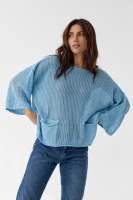 Кофта-сітка з рукавами три чверті QU STYLE — блакитний колір, L (є розміри)