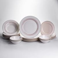 Столовий сервіз на 6 персон 24 предмети порцеляновий HP-HK-A12 Бежевий