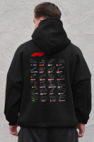 Оверсайз худі толстовка на флісі з капюшоном та принтом Without Track Black