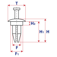 Крепления распорного действия С нажимным распорным штырём - Mazda Много моделей