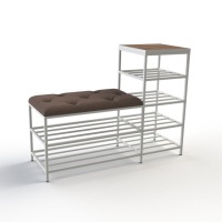 Банкетка для обуви Барселона-1 100см велюр серо-коричневый/калифорнийский орех 5-4-9003