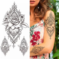 Временное тату водостойкое 3D большое Три розы XQB-331 20х9 см