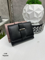 АКЦІЯ. Чорний - стильний вмісткий жіночий гаманець на магніті і на блискавці, з декоративною смужкою спереду (1348)