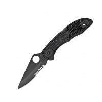 Нож складной Spyderco Delica 4 Black Blade, полусерейтор (C11PSBBK)