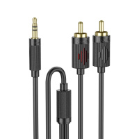 Аудiокабель HOCO UPA28 3.5mm male to double lotus RCA, 1,5m, Black (6942007607759)
