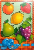 Дерев'яні пазли-вкладки, більше чи менше, «Кошик з фруктами - 2»