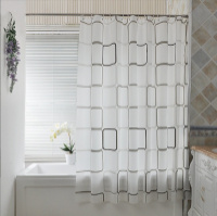 Шторка для ванной и душа с кольцами 180x200 см водоотталкивающая, шторка для ванной комнаты с крючками и магнитами