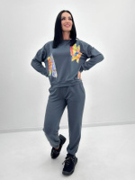 Жіночий костюм-двійка з капюшоном «Rainbow»| Батал | Розпродаж моделі Графіт, 50-52