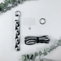 Набор макраме для вязания и плетения брелока «Косичка» для ключей цвет серый, тёмно-серый, белый, чёрный