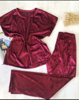 Піжама жіноча велюрова футболка  і штанами, бордо