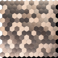 Самоклеюча алюмінієва плитка 300х300х3мм Мозаїка рожеве золото SW-00001930