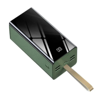 Повербанк Power Bank с емкостью 40000 mAh со встроенным кабелем и фонариком