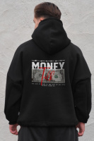 Оверсайз худі толстовка на флісі з капюшоном та принтом Without Talk Black