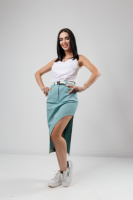 Спідниця з фігурним розрізом «West» оптом I Розпродаж моделі Фісташковий, 42