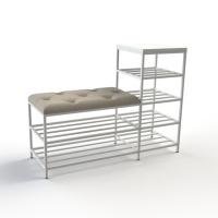 Банкетка для обуви Барселона-1 100см велюр светло-серый/белая аляска 6-3-9003