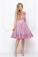 Коктейльна Сукня Атлас Гліттер 20060 Рожева