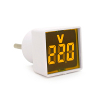 Цифровой вольтметр в розетку LED-102Y, диапазон измерений 50-380V, Yellow, 30х30х52мм