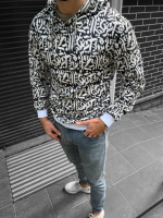 Весняний принтований чорно-білий худі з капюшоном