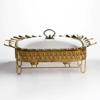 Мармітниця порцелянова Tiffany 2 л квадратна на металевій підставці 38х30х7 см SX42-3