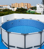 Bestway 56260 (366×100 см) каркасний басейн круглий Steel Pro Frame Pool сірий з фільтр насосом 2006 л/год