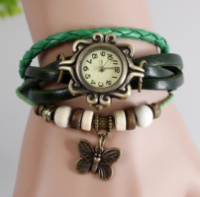 Годинник браслет з метеликом (зелені)