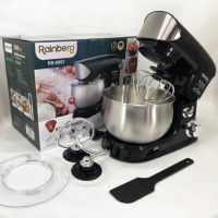 Электрический планетарный миксер тестомес Rainberg RB-8083 с насадками. Цвет: черный