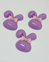 Кабашон «зайка» размер 32×32мм. Цвет фиолетовый.