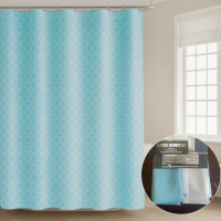 Набор шторка для ванной и душа с подкладкой, двойная 178x183 см,штора для ванной с крючками, узор бирюзовый