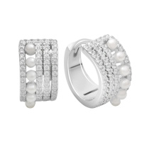 Серебряные серьги CatalogSilver с натуральным жемчугом, фианитами (2185758)