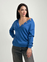 Жіночий пуловер з гудзиками «Pearl» оптом | Батал | Розпродаж моделі Джинс, 50-52