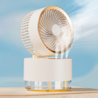 Настольный беспроводной вентилятор F5 с функцией увлажнения и подсветкой white