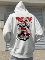 Худі біле з ДТФ (оверсайз) | 66-455