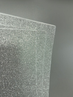 Фоамиран глиттерный с клеевой. Размер 20×30см. Цвет - серебро