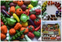 ​Мініатюрні овочі та фрукти з полімерної глини.