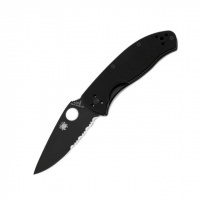 Нож складной Spyderco Tenacious Black Blade, полусерейтор (C122GBBKPS)
